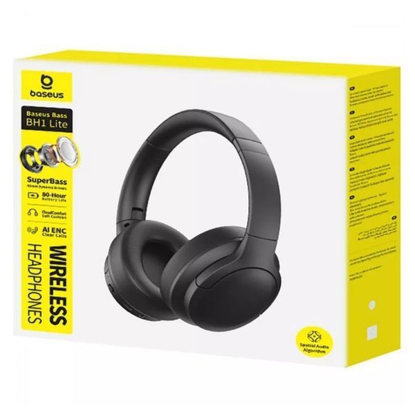 Бездротові накладні навушники Baseus Bass BH1 Lite Wireless Headphones Cosmic Black (A0203C00) KOS-34919 фото